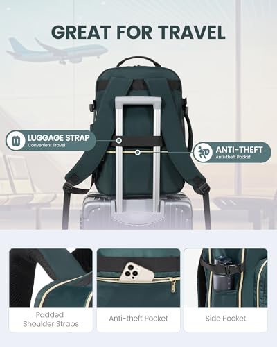 LOVEVOOK 40L Travel Backpack Flight Approved Carry on Backpack,3 Packing Cubes,Waterproof Personal Item Travel Bag,TSA Carry on Luggage Suitcase Travel Essentials,Gifts for Women & Men,fits 17" Laptop - color: Dark Green-black-2, size: Large-40L-4Pcs