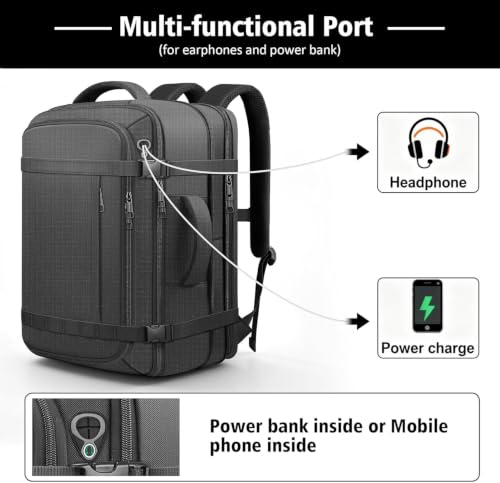 Roomy Carry On Backpack, Expandable Large Capacity Travel Backpack 1-7 Days with LifetimeWarranty,Fits18.4" Laptop,Water Resistant Anti Theft Carry on Laptop Backpack for Men Women,Flight Travel,Black - color: Black, size: 18.4inch (22"x14"x9")