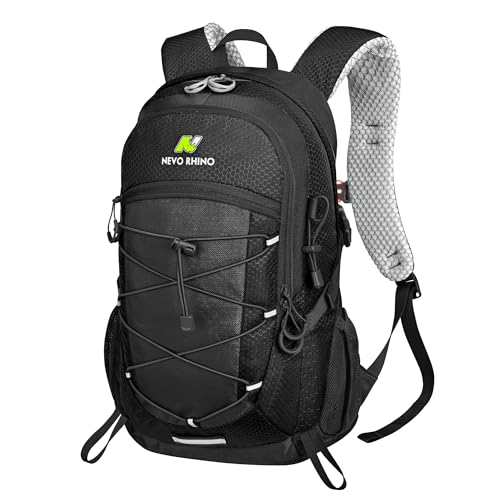 N NEVO RHINO Hiking Backpack 20L Water Resistant Outdoor Day Pack,Lightweight Travel Small Backpack for Men Women - color: Black