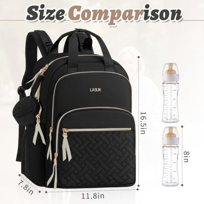 Diaper Bag Backpack, 27L Large Quilted Small Baby Bag with Changing Pad & Pacifier Case, Stroller Hooks, Easy-Access Baby Essential, Maternity Travel Backpack Unisex, Black - color: Black, size: Large