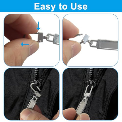 Unlorspy 6Pcs Upgraded Zipper Pull Replacements, Universal Detachable Slider Handles for Purses, Jackets, Backpacks, Boots, Coats, Luggage&Jeans(Gunmetal) - color: Gunmetal