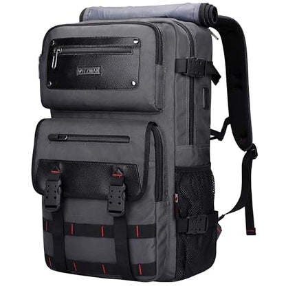 WITZMAN Travel Backpack for Men Duffle Bags Fits 17 Inch Laptop | Nylon Water-resistant 3-in-1 Carry on Backpack Airline Approved, Large Convertible Overnight Rucksack, B685 Silvery Grey - color: Silvery Grey