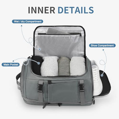 35L Travel Backpack 17" Laptop Backpack W/USB-C Port, Expandable Carry-On Bag, TSA Flight Approved Water-Resistant for Business College, Grey - color: Grey