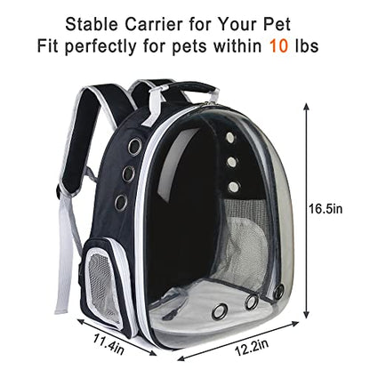 Cat Backpack, Airline Approved Bubble Carrying Bag for Small Medium Dogs Cats, Space Capsule Pet Carrier Dog Hiking Backpack Travel Carrier(Black) - color: Black