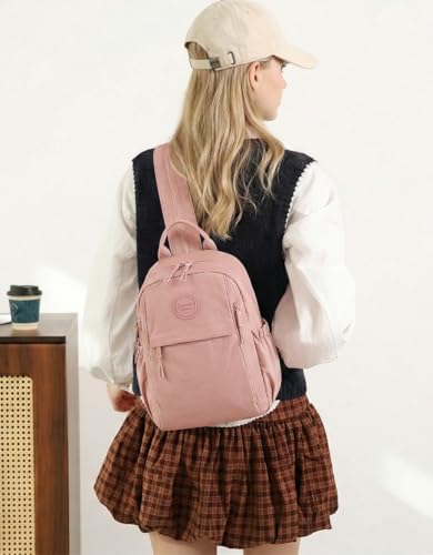 Mini Backpack for Women Nylon Small Backpack Purse Crossbody Sling Bag Convertible Backpack Casual Shopping Daypack (Pink) - color: Pink