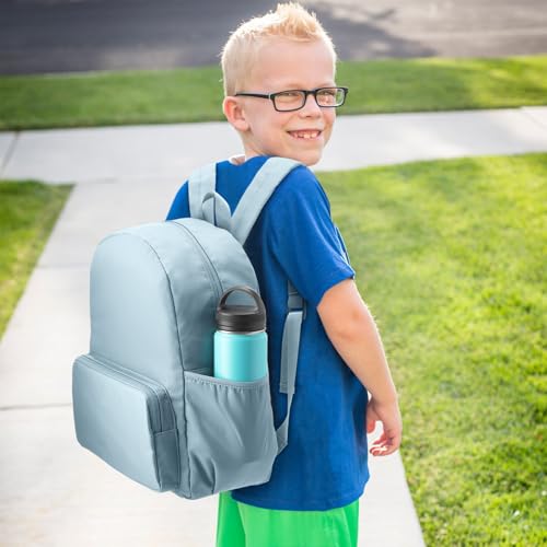 1 Piece Nylon Backpack Kids School Backpack for Toddler Girls Boys Plain Waterproof Preppy Bookbags Travel for Student (Haze Blue) - color: Haze Blue
