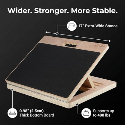 17″ Wide, Premium Portable Wooden Slant Board, Thicker Bottom, Squats & Calf Stretching – Professional Adjustable Calf Stretcher Slant Board, Exercise Guide & Bonus Muscle Roller, Physical Therapy - color: Natural, size: 14x17 Inch