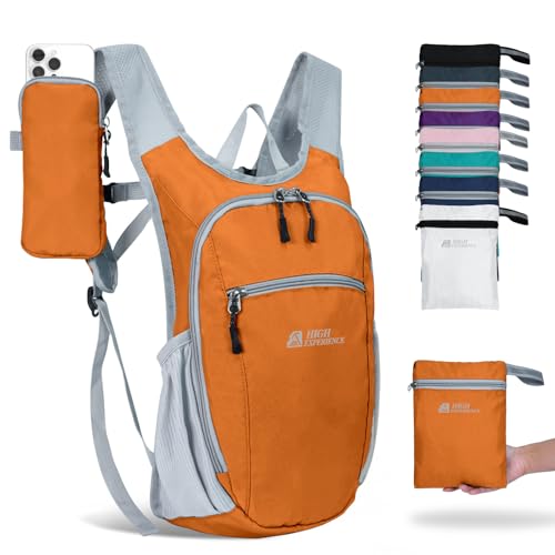 Hiking Backpack 10L/15L Small Daypack Lightweight Packable Travel Foldable Water Resistan for Women Men (Orange, 15L) - color: Orange, size: 15L