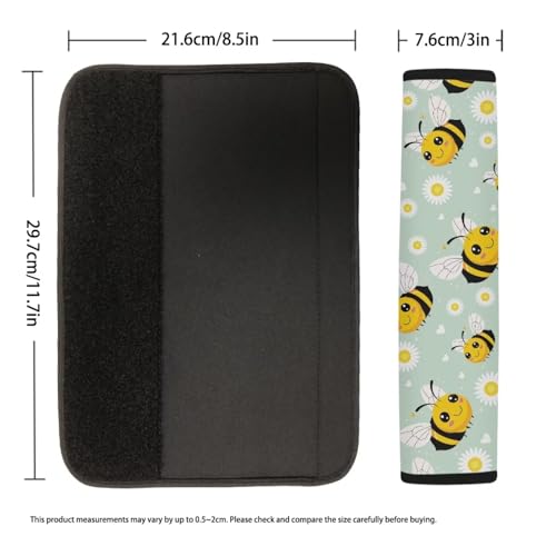 Dreaweet Seat Belt Cover Pad Cute Bee Car Accessories Seatbelt Covers for Women Girly Soft Seatbelt Cushion Shoulder Strap Pad for Bag Backpack - color: Bee