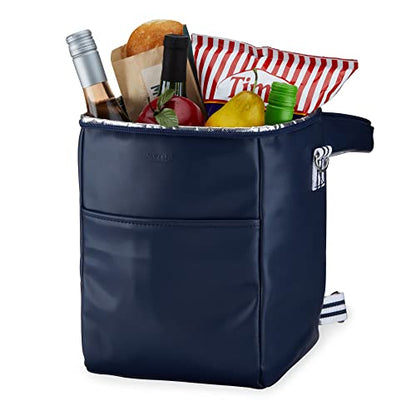Twine Insulated Wine Tote with Adjustable Shoulder Straps and Front Pocket-Waterproof, Cooler Backpack Perfect for Picnic, Camping, Beach Trip, Hiking, Outdoor Party, Road Trips, Set of 1, Blue - style: Twine