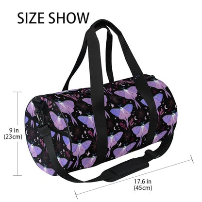 MNSRUU Sports Duffel Bags, Purple Moth Athletic Gym Bag Overnight Workout Travel Tote Luggage for Men Women Yoga - color: Moths I18589