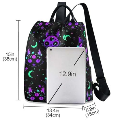 MNSRUU Women Backpack Purse Cat Skulls Backpack for Women Anti-theft Shoulder Bag Carry On Backpack Lightweight Rucksack Fashion Travel Ladies Bags - color: Cat 15