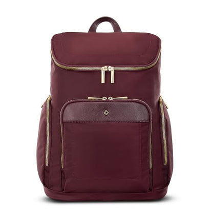 Samsonite Mobile Solutions 2 Deluxe Backpack, Laptop & Tablet Backpack with Padded Compartments, Front Zippered Pocket with Organizer, Water Bottle Pockets, StackIt™ Strap, Work & Travel Bag - Merlot - color: Merlot