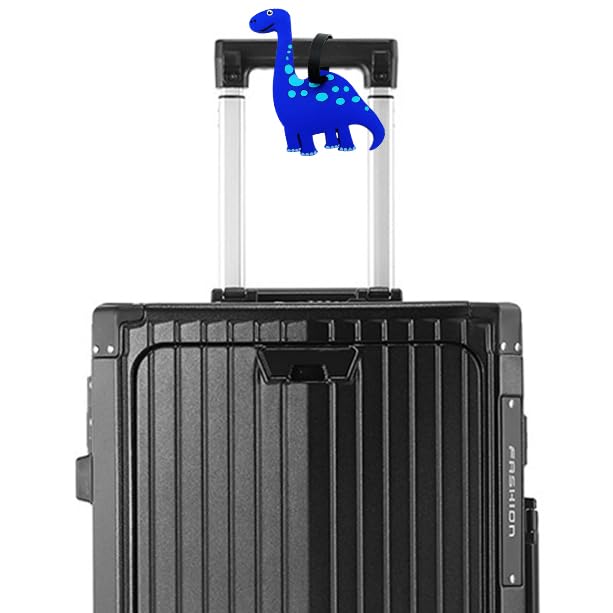 Cute Cartoon Dinosaur Silicone Luggage Tag Fun Triceratops Travel Bag Tag Personalized Labels for Cruise Airport (Blue-Diplodocus) - style: Blue-Diplodocus