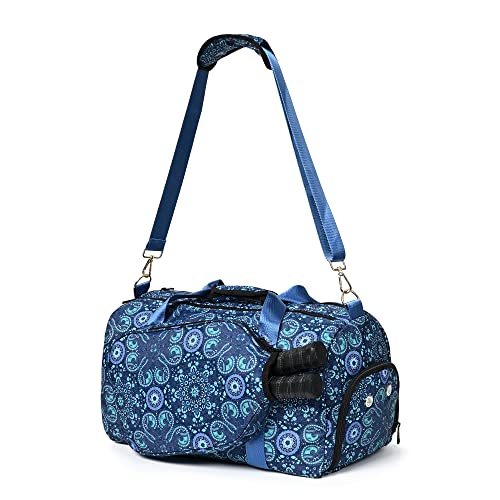 Boulder Bee Pickleball Bags, Premium Pickleball Tote Bag for Girls, Women’s Hand/Shoulder Gym Bag w Water Bottle Holder, with Pickleball Racquet/Paddle Holder - color: Duffel Bag-Blue