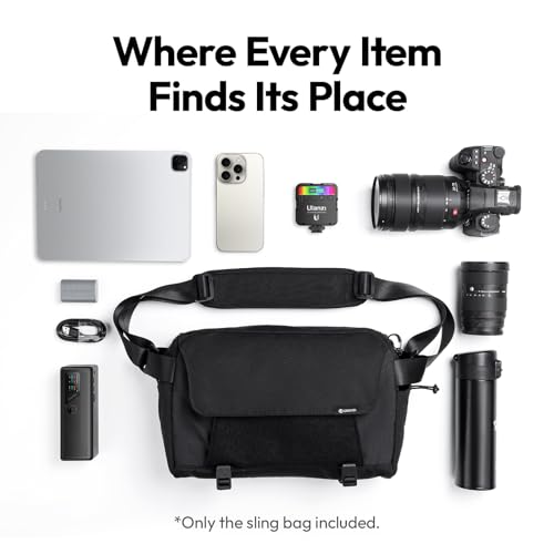 ULANZI BP11 8L Camera Sling Bag with Tripod Holder, Lightweight Splash-Proof Anti-Theft Crossbody for DSLR, Mirrorless, Lens & Laptop,Customizable Front Patch Pocket for Travel, Hiking, Everyday Carry - size: 8L