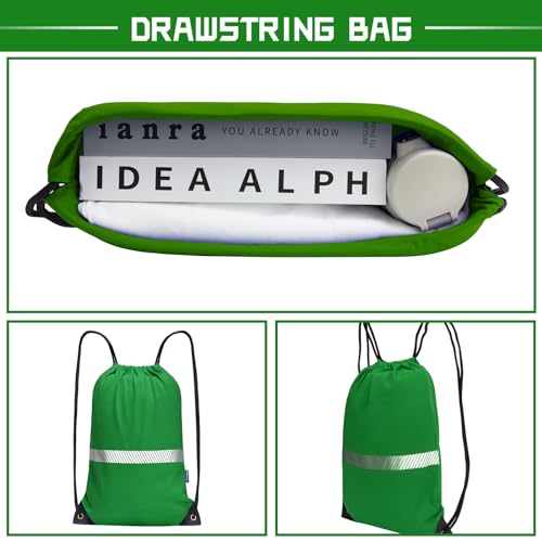 AYKRM Customized Green Drawstring Backpack Bag work Sackpack logo - color: Green-logo
