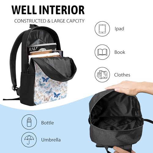 3PCS Butterfly Backpack for Boys Girls Teens, School Backpack with Lunch Box Pencil Case for Elementary Middle High Students, 17 Inch Lightweight Bookpack 3 in 1 Set Back to Shool Gifts for Kids - color: Butterfly