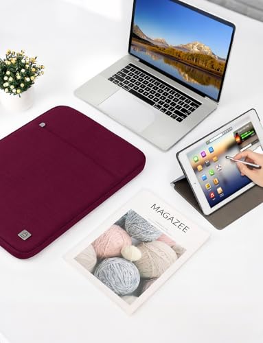 DOMISO Laptop Case Laptop Sleeve Cover Compatible with 14-15 inch MacBook Pro M4/M3/M2/M1 Pro/Max 2024-2021, Compatible with 13 inch HP Dell ASUS Lenovo Notebook, Water-Resistant Bag with Pocket, Wine - color: Wine, size: 13-13.3 inch