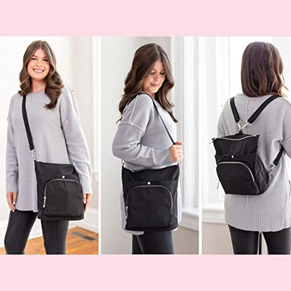 Sugar Medical Women’s Diabetes Backpack Purse with travel organizer for medications, insulin, glucose meter, insulin pens, epi-pen, includes insulated pouch to help keep medications cool. (Onyx)