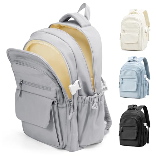Backpacks For School Women Men,Lightweight College Backpack With Lots Of Pockets,Simple Middle School Bag,Cute Bookbag For Teens Boys Girls（Grey） - color: A3-grey