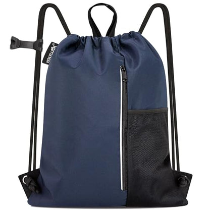 HOLYLUCK Drawstring Backpack Gym Bag For Men Women, String Beach Swim Sports Backpack - color: Navy Blue, style: Standard Drawstring