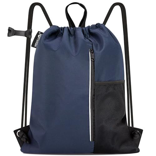 HOLYLUCK Drawstring Backpack Gym Bag For Men Women, String Beach Swim Sports Backpack - color: Navy Blue, style: Standard Drawstring