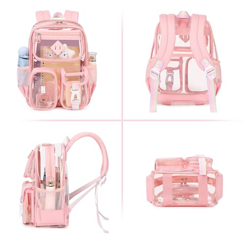 PIG PIG GIRL Mini Clear Backpack for Stadium Events, Small Clear Bag for Child for Festival Concert,Pink(Not Fits School) - color: Mini-pink