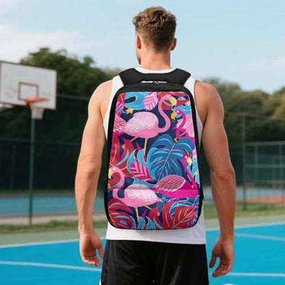 Basketball Backpack With Separate Ball Compartment And Shoes Fit Basketball Volleyball Football - color: Flamingo
