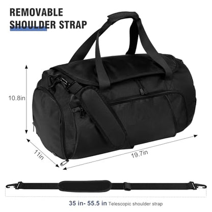 Gym Bag for Men Women With Shoe Compartment & Wet PocketWater Resistant Sports Gym Bag 、shoulder bag、messenger bag Carry On Duffel Bag forWeekend Overnight Traveling (black) - color: black