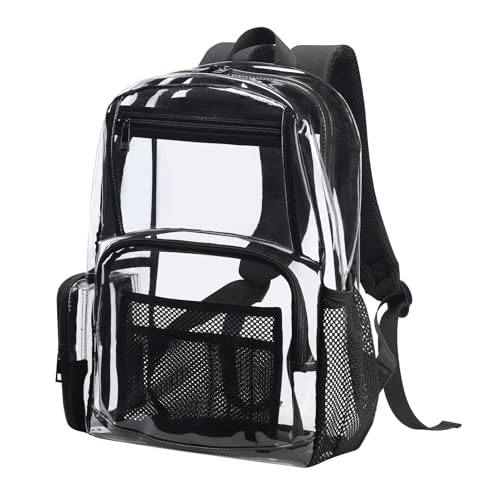 16" Clear Backpack for School – Heavy Duty Transparent Bookbag for Boys, Girls, Men Kids & Adults - size: Large