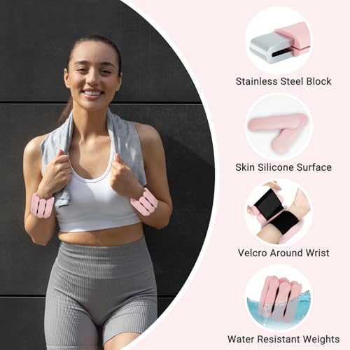 Ankle and Wrist Weights for Women & Men, Adjustable Arm & Leg Weights Set of 2 (1 lb/2 lb Each) Soft Silicone Weighted Bands Weighted Bracelet for Pilates Yoga Dance Walking Running Swimming Water Pool Home Gym Fitness Workout Jogging Gymnastics Aerobics