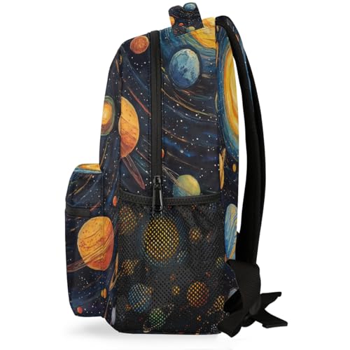 Kids School Backpack Space Solar System Planets Large Bookbag for Elementary Students Boys Girls Lightweight Travel Casual Daypack Water Resistant Outdoor Hiking Sport Rucksack - color: Space Solar System Planets