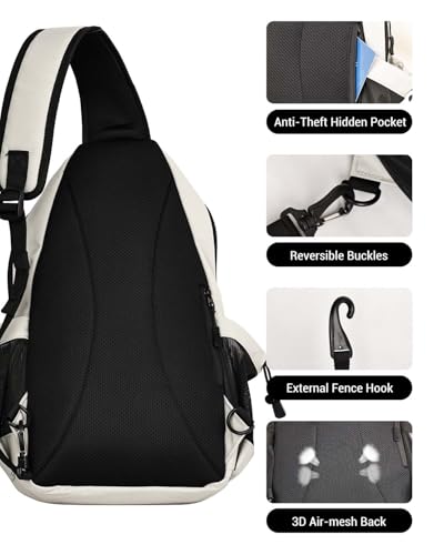Warping Point Pickleball Bag, Adjustable Large Capacity Pickleball Crossbody Backpack for Women Men, Sling Padel Bag Hold 2 to 4 Paddles with Multiple Compartments, Wet & Safety Pocket Fence Hook - color: Pickleball Bag - Grey