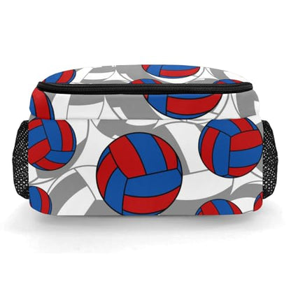 Red Blue Volleyball Pattern Casual Backpack Daypack Bookbag Laptop Bag Custom Shoulders Backpacks for Gifts - color: Red Blue Volleyball Pattern