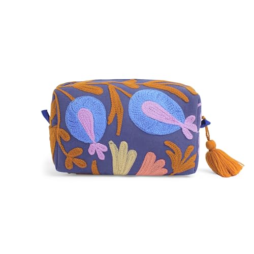 Huar Travel Makeup Bag- Large Capacity Cosmetic Bags for Women - Water Resistance Lining Portable Pouch & Open Toiletry Bag - Perfect Girls Makeup Organizer for Travel Essentials (Dark Blue) - color: Dark Blue