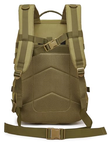 Wotony Military Tactical Backpack for Men Waterproof Daypack 3 Day Assault Pack Molle Bag with Water Bottle Holder - color: Khaki, size: 50L