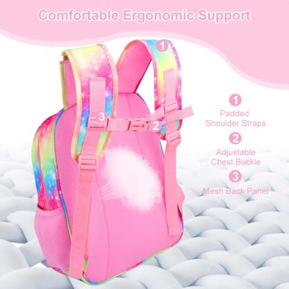 RHCPFOVR Kids Backpack for Girls - Girls Backpack 3-8 Ages Unicorn for Kids 15 Inch School Bookbag for Kindergarten Elementary School Bookbag for Girl 1st 2nd Grade - style: Rainbow Unicorn Flower