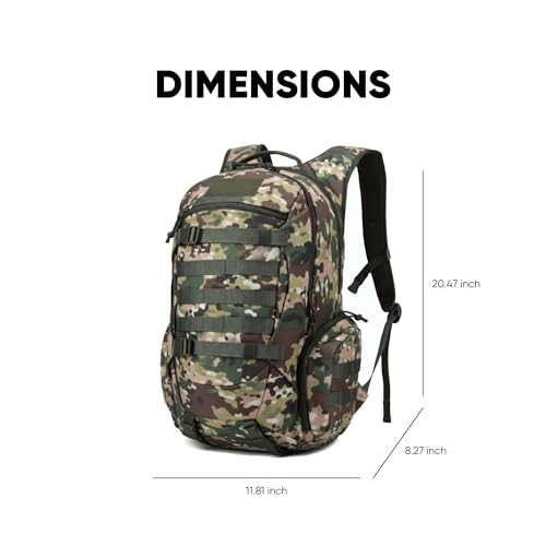 35L Tactical Backpack for Men, MOLLE Military Bug Out Bag, Waterproof Rucksack for Hiking with Hydration Port CP - color: Cp