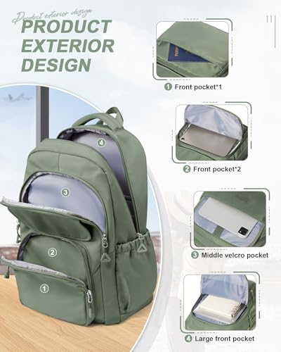 Student School Backpack for Teen Girls Middle High School Bookbag Casual Daypack, 15.6 Inch Laptop Backpack for College, Green - color: B-military Green