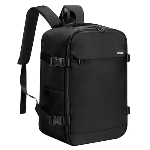 HOMIEE Ryanair Personal Item 40x20x25 Travel Bag, 20L Carry on Backpack TSA Approved Under Seat Water Resistant Cabin Bag for Weekender Gift Fits 15.6 Inch Laptop, Black - color: Black, size: Large
