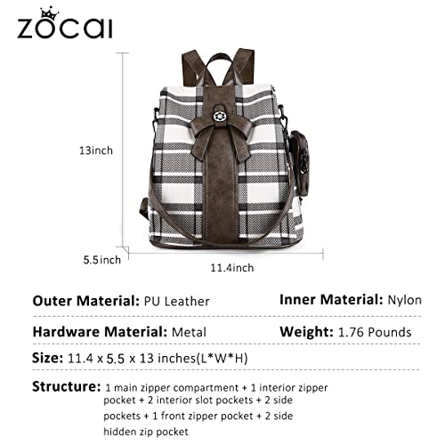 ZOCAI Backpack Purse for Women Fashion Backpack Purses PU Leather Daypacks Anti-Theft Shoulder Bag Satchel Purse - color: 1-khaki/Khaki