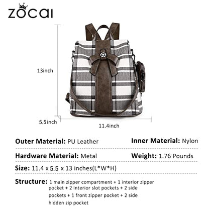 ZOCAI Backpack Purse for Women Fashion Backpack Purses PU Leather Daypacks Anti-Theft Shoulder Bag Satchel Purse - color: 1-khaki/Khaki