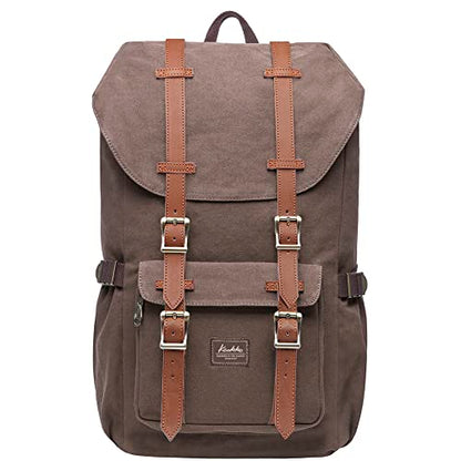 KAUKKO Laptop Backpack Travel Outdoor Weekend Bag Carry on Daypack Stylish and Durable Rucksack Hiking Backpack Fits 15.6"(5-1-coffee2) - color: E5-1canvas Coffee2, size: Large