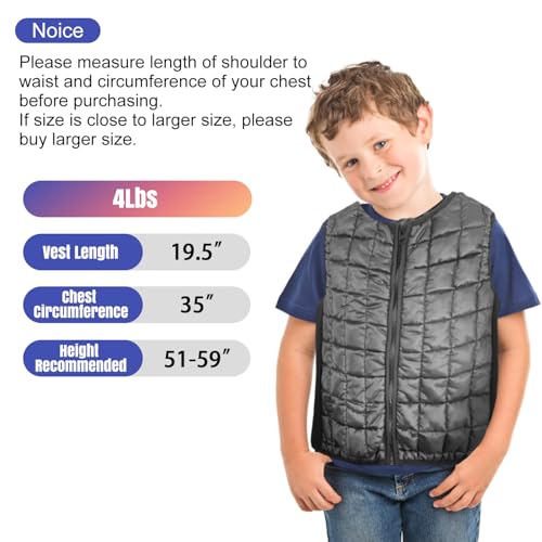 Weighted Vest for Kids, Sensory Support for Children with 2lb Weights, Breathable & Washable for Active Play (Grey) - size: Large(Ages 9-13)