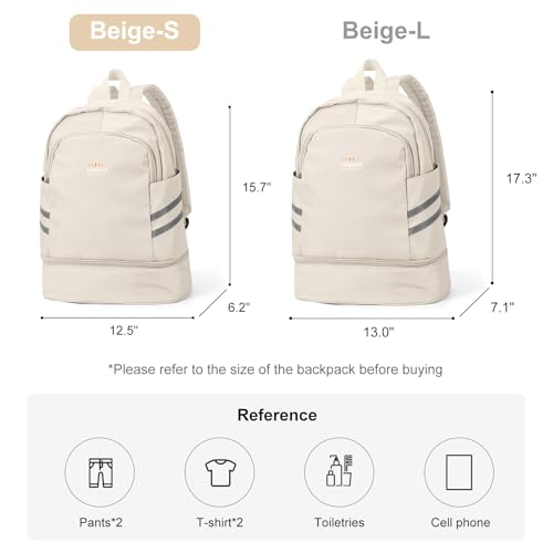 coofay Gym Backpack For Women, Gym Bag with Shoe Compartment - color: A-beige, size: Small