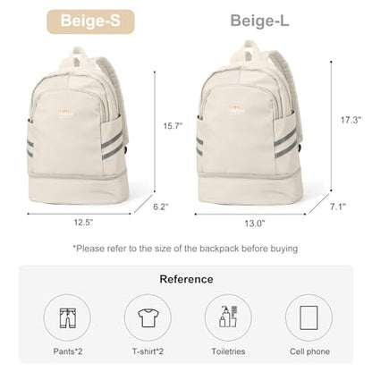 coofay Gym Backpack For Women, Gym Bag with Shoe Compartment - color: A-beige, size: Small