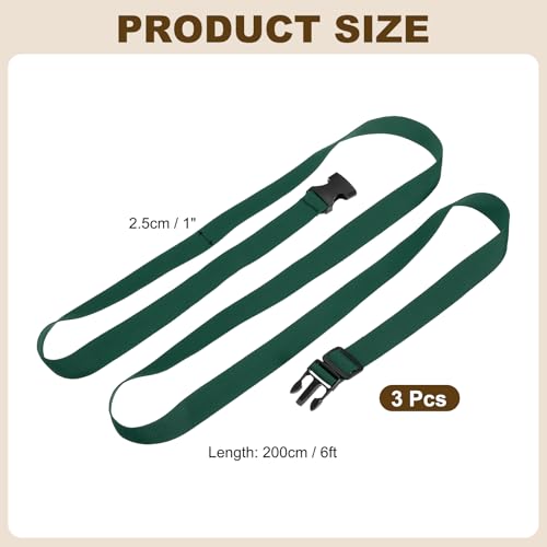 PATIKIL Utility Straps with Quick Release Buckle, (1 Inch x 6 Feet, Dark Green) (3 Pcs) Adjustable Luggage Polyester Straps Backpack Webbing, Suit for Sleeping Bag/Camping/Hiking - color: Dark Green, size: 1 Inch x 6 Feet
