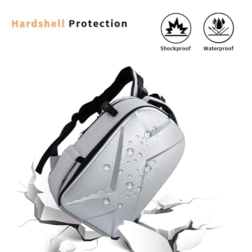 Camera Backpack Hard Shell Imitation Carbon Fiber DSLR, Waterproof Shockproof w/15.6" Lap Comp for Photo, Travelers & Daily. - color: Silver Gray