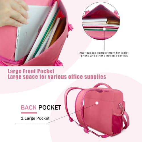 Zipper Binder 700-Sheet 3-inch D Ring with Multiple Pockets Folder Up 14" Laptop Detachable Backpack Straps & Shoulder Use for School and Office（red） - color: Plum Red